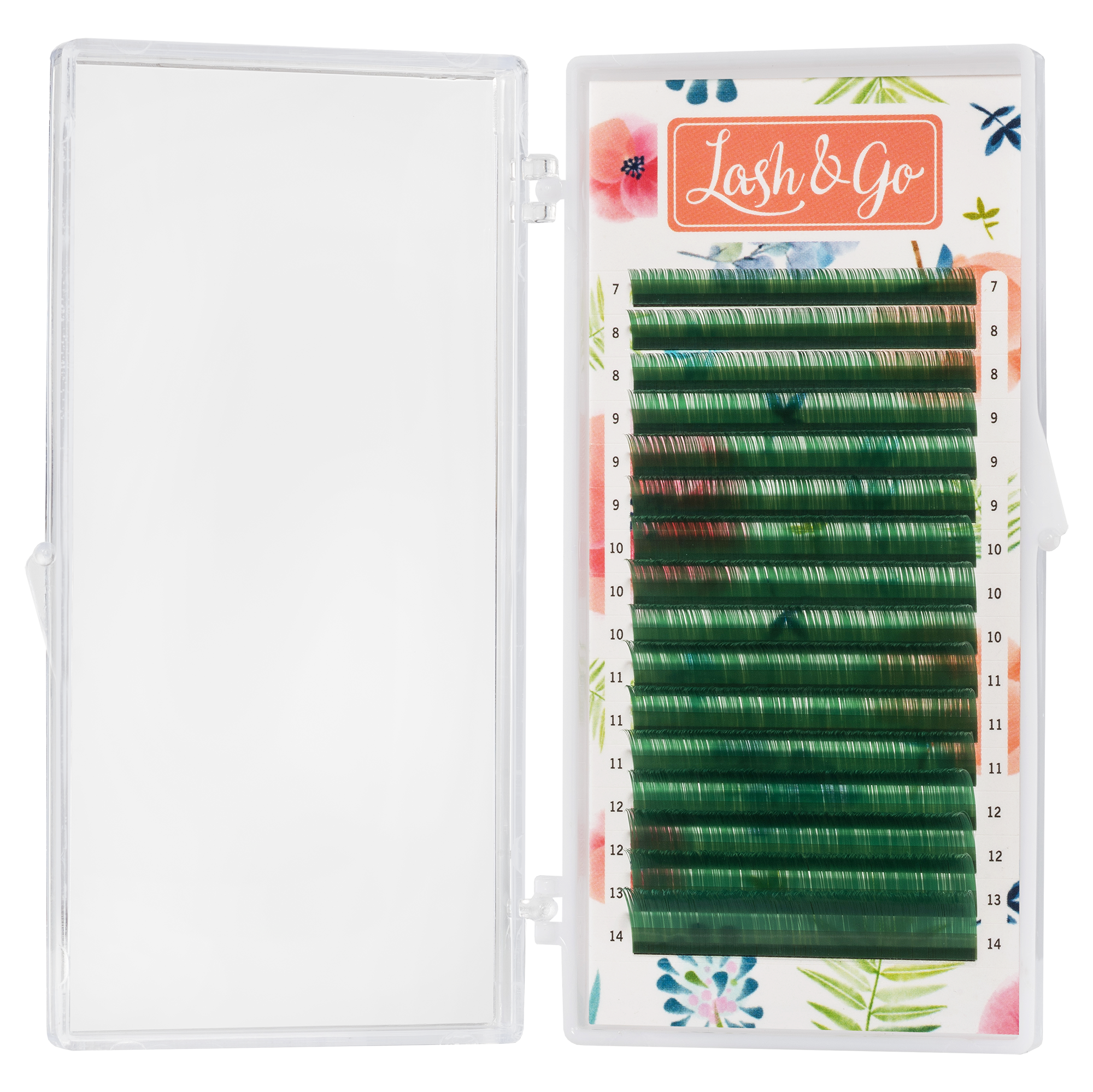 Цветные ресницы Lash&Go микс "Зеленый" (16 линий)