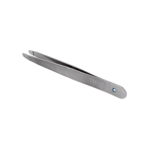 Пинцет для коррекции бровей Henna Expert (скошенный,металлик, голубой страз)