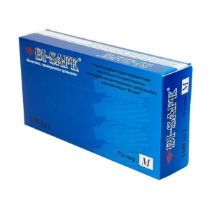 Перчатки нитриловые медицинские нестерильные одноразовые, Bi-Safe цвет: голубой,размер:M шт